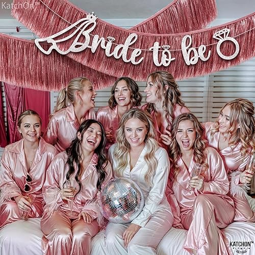 Miniatura 5 de KatchOn, Silver Glitter Bride To Be Banner - Pre-Strung, 10 Feet, No DIY  Bride To Be Wedding Banner with Ring for Bachelorette Party Decorations