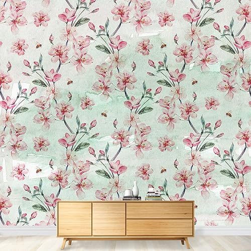 Vista 73 de Wall26 - Papel tapiz en color cobre con estampado de "Almendro en flor" de Vincent Van Gogh Verde azulado "Flor de almendra