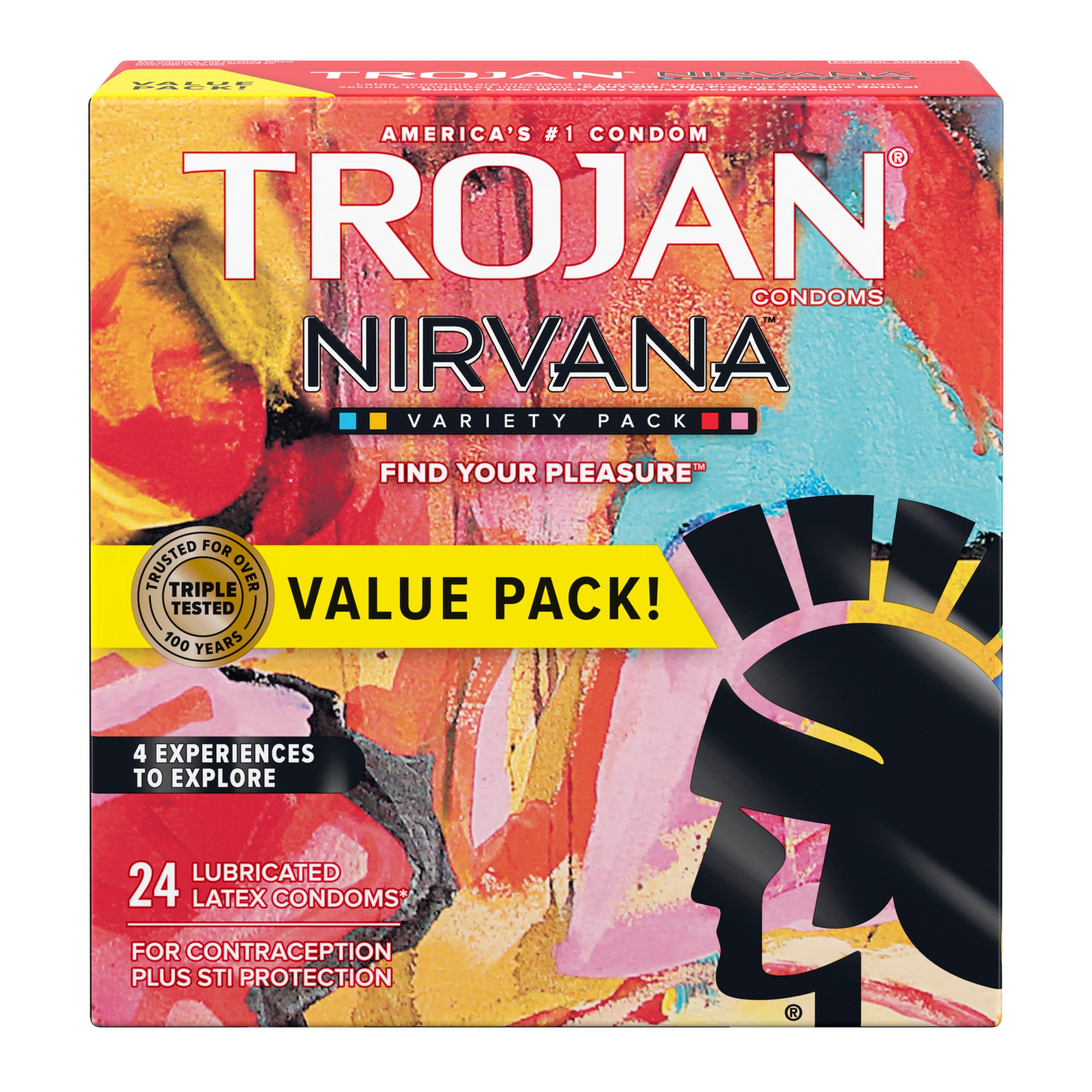 Trojan Nirvana Collection Variety Pack Condoms, 24 Count 4 Boxes (24 Count) Medium