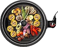 Elite Gourmet EMG6505G 12-Inch Smokeless Indoor Electric Grill - Nonstick, Glass Lid, Dishwasher Safe, Adjustable Temp, Fast Heat