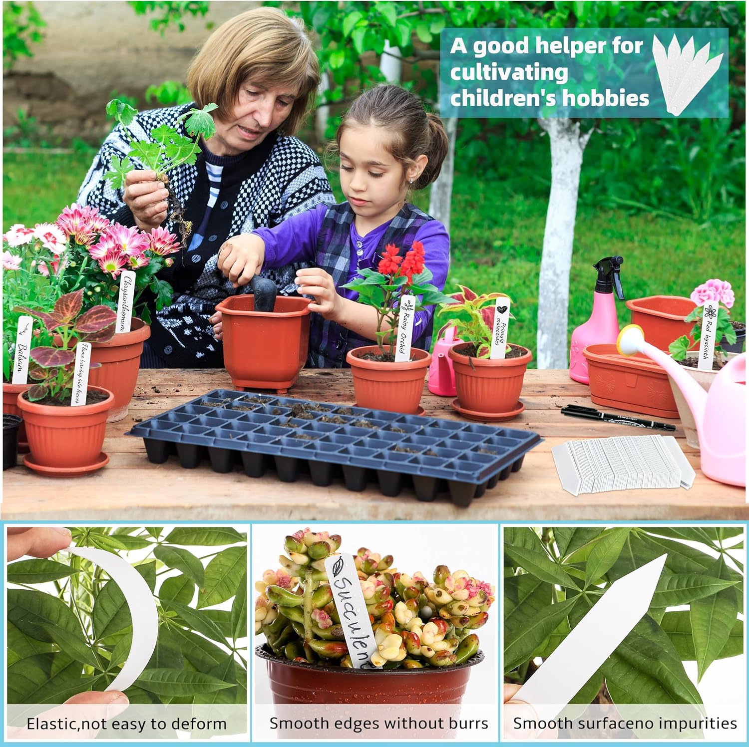 Plant Labels 4 Inch 200Pcs Plastic Plant Name Tags for Seedlings Garden Labels Markers Nursery Plant Tags Seed Labels Stakes with Permanet Marking Pen Plant Markers for Outdoor Garden (White200) - Image 5