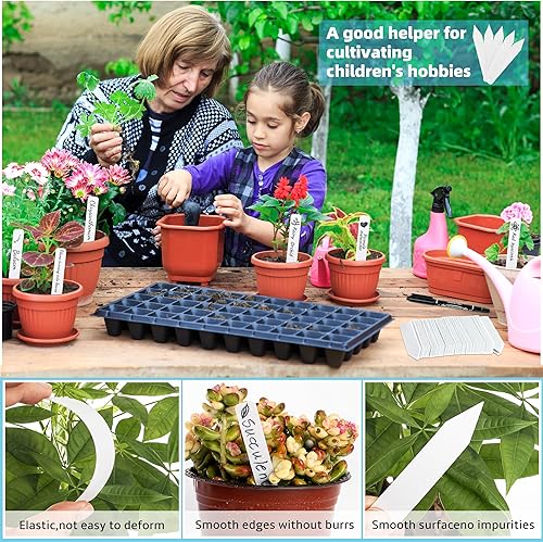 Miniatura 5 de Etiquetas de plantas de 4 pulgadas, 400 unidades, etiquetas de plástico para nombre de plantas de semillero, etiquetas de jardín, etiquetas de