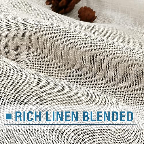 Miniatura 10 de H.VERSAILTEX Cortinas de lino natural mezclado con lino para sala de estar, cortinas texturizadas de lino con pestaña superior, cortinas de filtrado