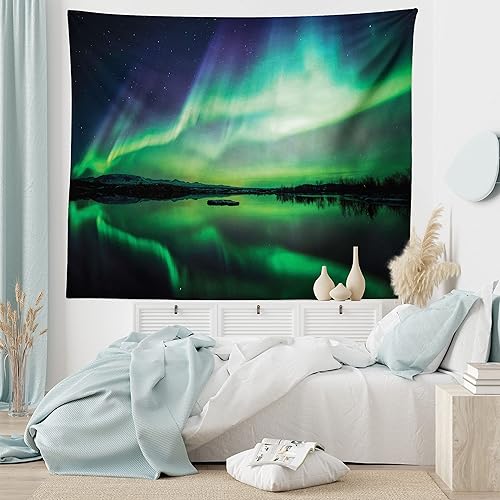 Miniatura 112 de Ambesonne Tapiz gótico, patio con hiedra encantada en la puerta antigua al bosque, colgante de pared ancho para dormitorio, sala de estar, 2-Verde