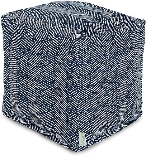 Majestic Home Goods South West - Puf otomano para interiores y exteriores, 17 pulgadas de largo x 17 pulgadas de ancho x 17 pulgadas de alto, azul