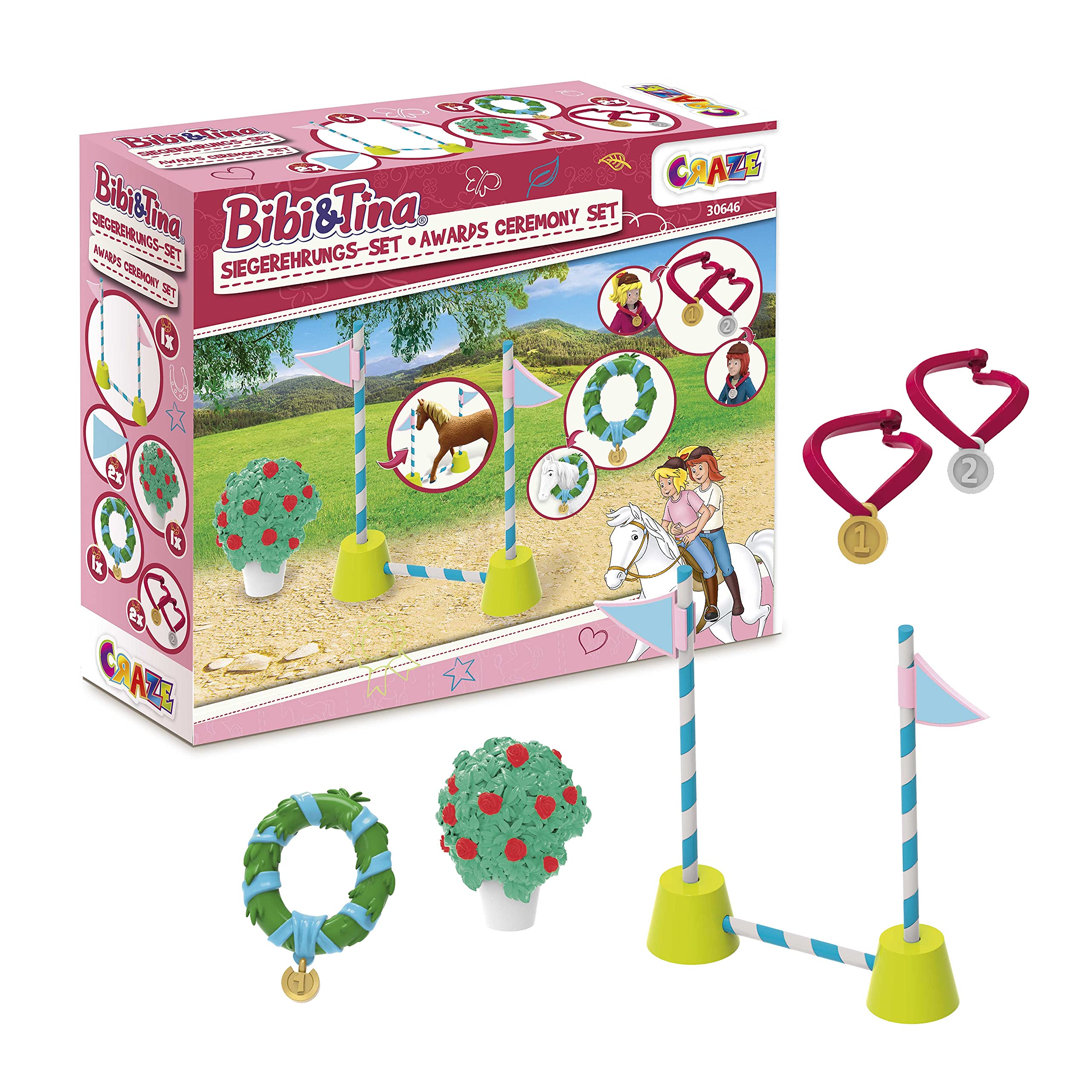 CRAZE Bibi & Tina 30646 Awards Ceremony Horse Accessories Children's Play Set for Horse Figures from 3 Years