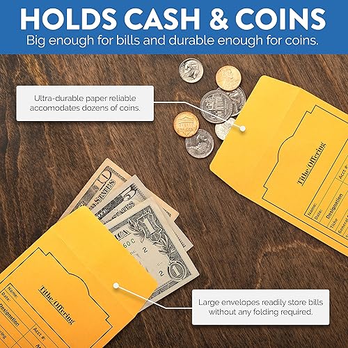 Miniatura 4 de Sobres de diezmo de iglesia cristiana autosellados (paquete de 500) – Sobres de oferta de 6.5 x 3.5 pulgadas con campos preimpresos para diezmos,