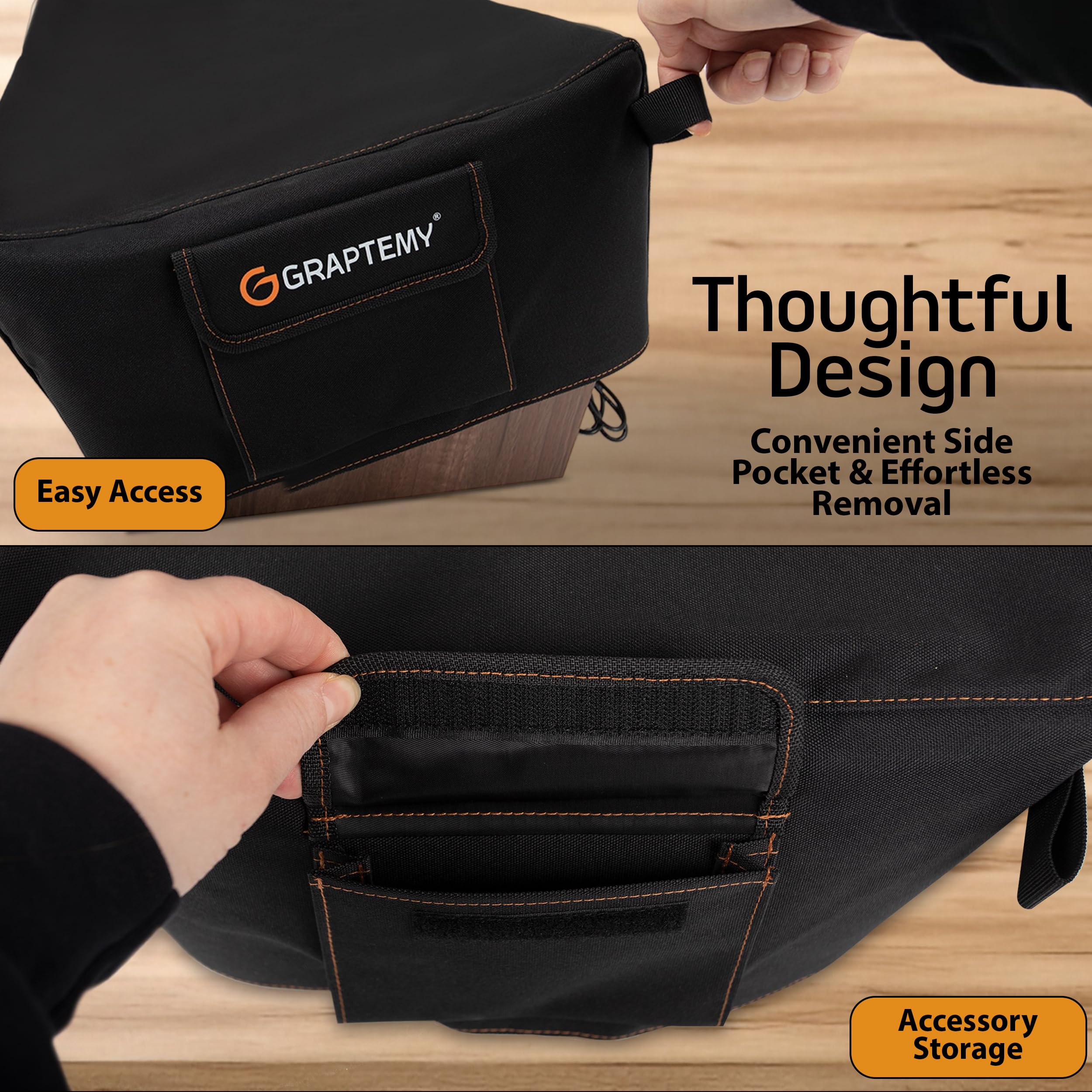 Graptemy Turntable Cover - 600D PVC Waterproof Protection Side