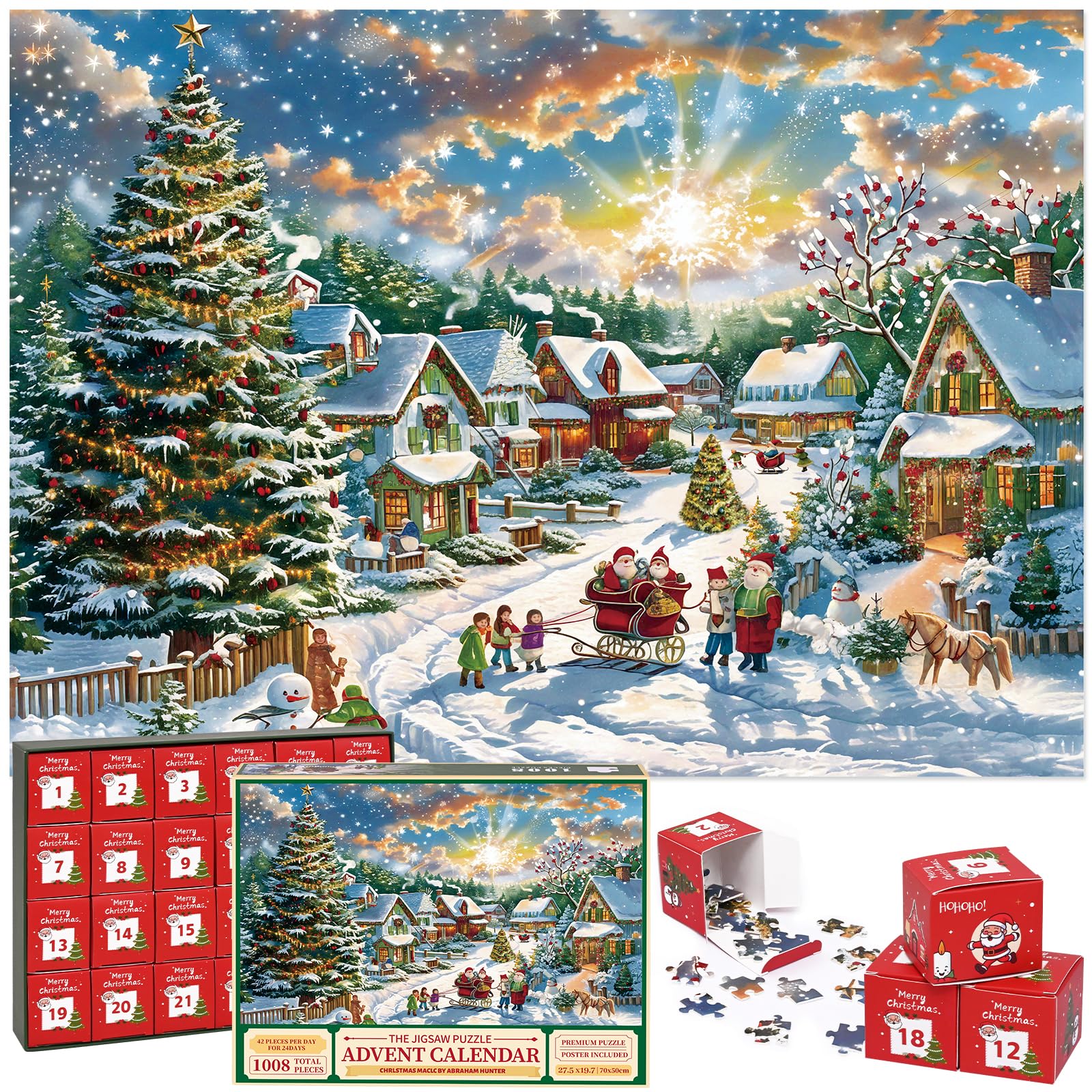 Weihnachtsbär Puzzle Set - 2x 100 Teile Kinderpuzzles Mit QR-Code Liedern