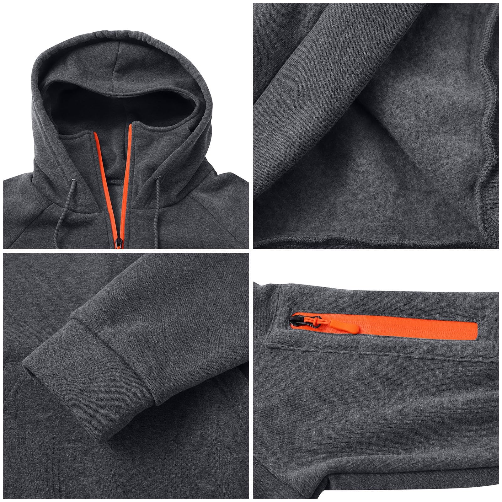 Kominiarka unisex z kapturem narciarskim dla mężczyzn i kobiet plus size zamek błyskawiczny 1/4 zimowa bluza z kapturem z długim rękawem sweter outdoorowy motocykl jazda na rowerze bluza