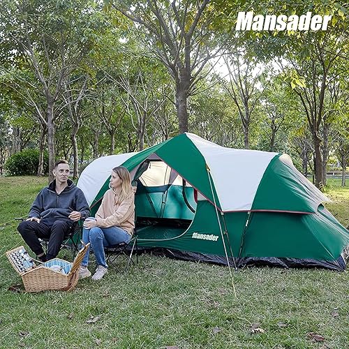Vista 8 de 6 Person Family Camping Tent,Waterproof Windproof with Top Rainfly,Easy Set Up,Pop Up Tent for Outdoor Camping Hiking Trave Verde