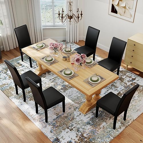 Miniatura 11 de LSSPAID Juego de 4 sillas de comedor tapizadas de tela con ribete de cabeza de clavo y patas de madera maciza para el hogar y la cocina, color azul