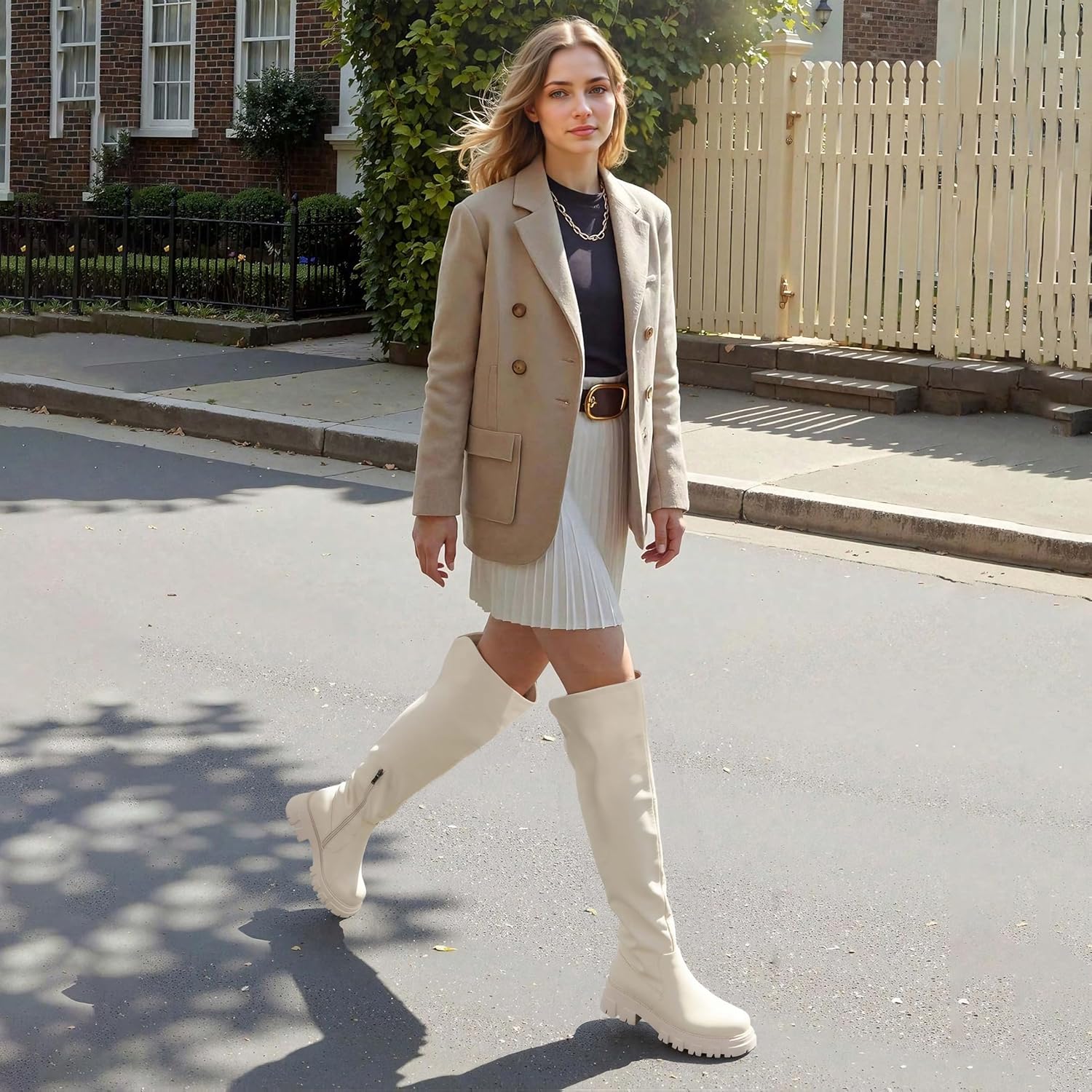 Black Thigh High Boots For Women Platform Slouch Over The Knee Fall Boots Lug Sole Low Chunky Heel Curve-friendly - Image 5