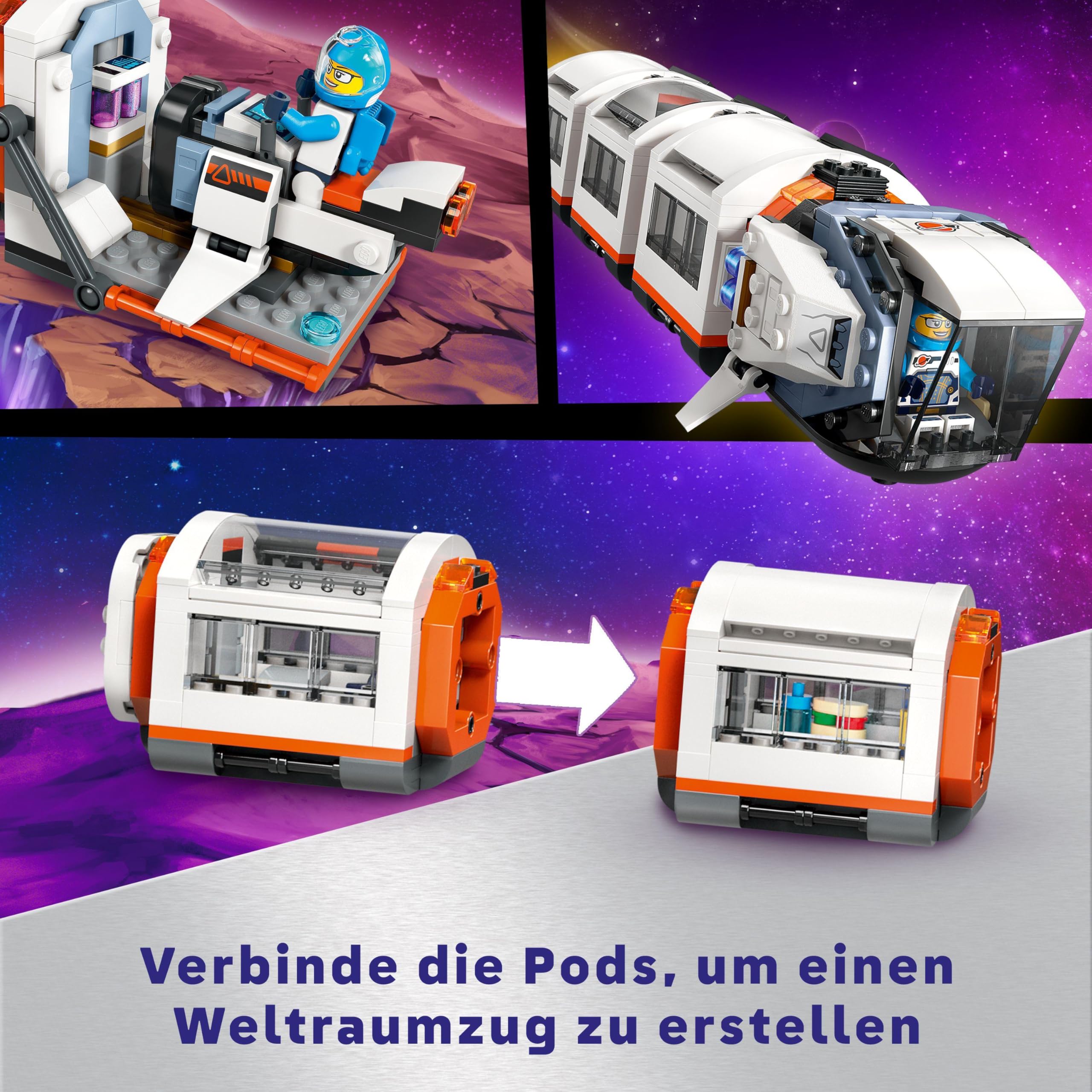 LEGO City Weltraum Modulare Raumstation, Raumschiff Modell mit Weltraumfahrzeugen, Geschenk für Kinder, Jungen und Mädchen ab 7 Jahren, Modulare Forschungsstation mit 6 Astronaut-Figuren 60433
