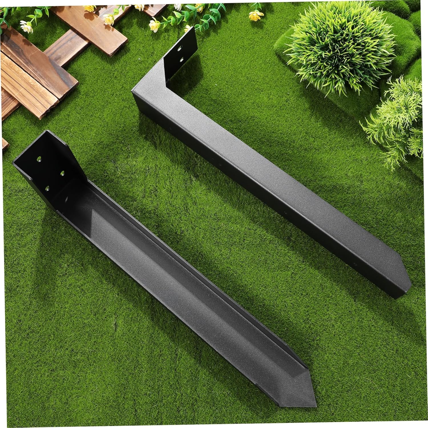 Balacoo 2 Pcs Steel Fence Post Repair Kit Thickened Bracket for Wood Posts Easy Installation Weather Resistant