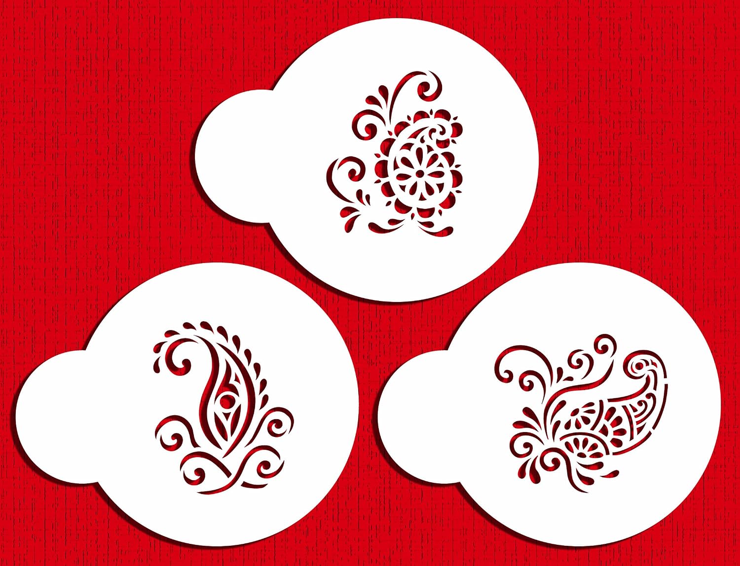 Designer Stencils Silk Paisley Cookie Stencils, Mini, Beige/Semi-Transparent