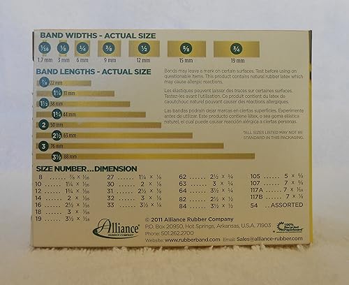 Miniatura 4 de Alliance Rubber 20305 - Bandas de goma color oro crepé pálido, tamaño #30, caja de 1 libra contiene aproximadamente 1770 bandas (2 x 18 pulgadas,