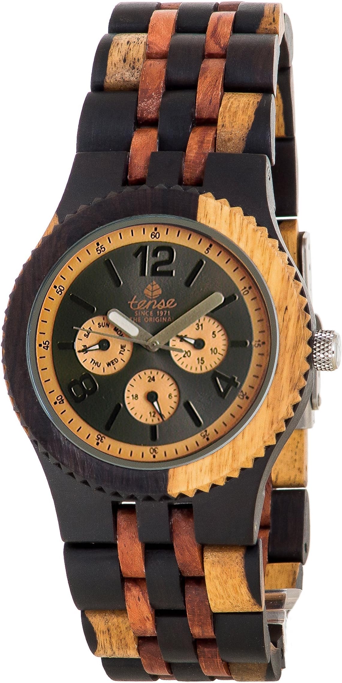 Tense Adventure Vernon Triple Dial Multifunction Inlaid Wood Jumbo Watch J5203IDM