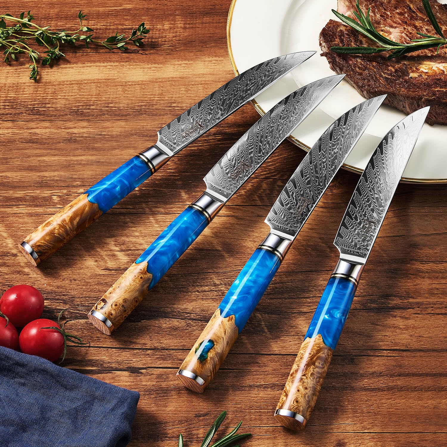 SIVGA QUE NICEHCK Deep  C04 セット SENKEN 15-Piece Damascus Knife Block Set - ''Tsunami'' Collection