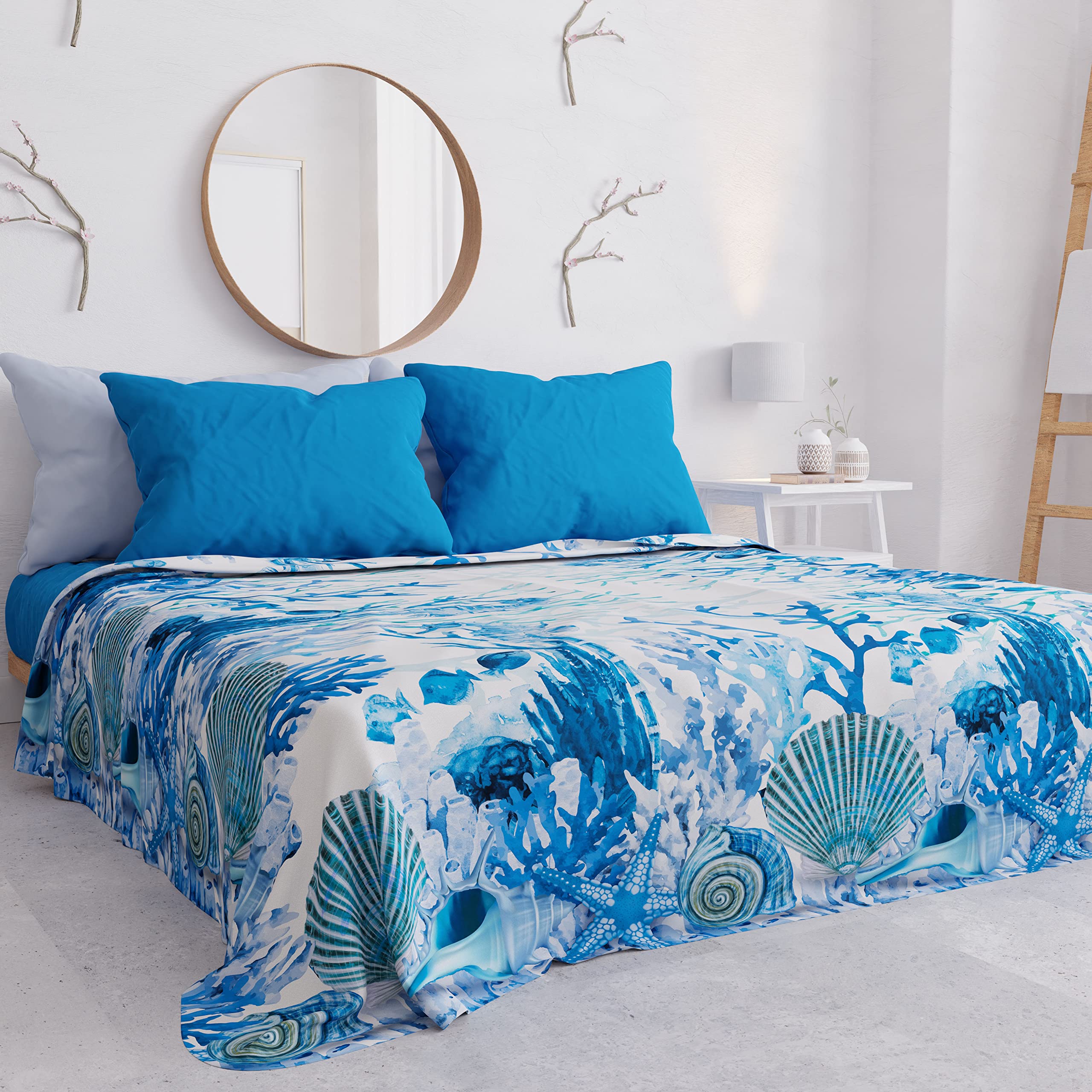 PETTI Artigiani Italiani - Microfibre Sofa Cover 220 x 270 cm, Coral Blue Pattern, Blue Coral - Image 2