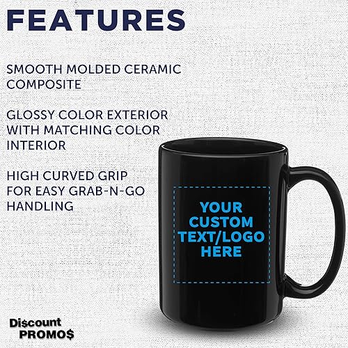 Miniatura 3 de DISCOUNT PROMOS Juego de 100 tazas de café de cerámica grandes personalizadas de 15 onzas, paquete personalizado a granel, perfectas para café, té