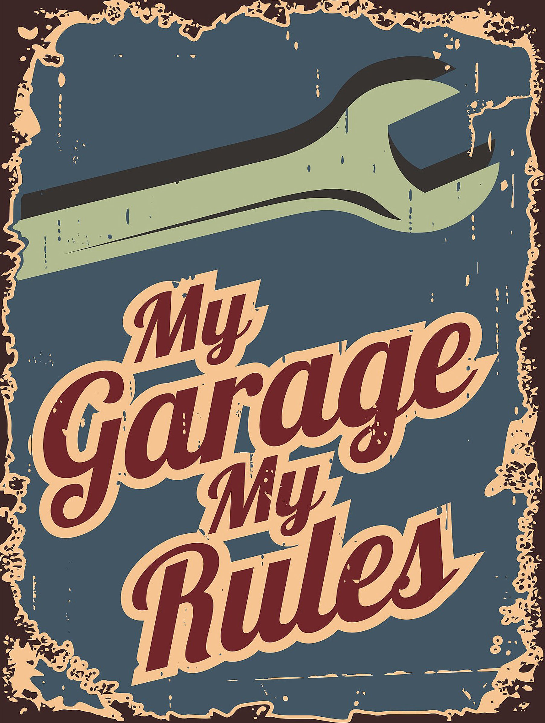 Shawprint Limited Mixed Colours My Garage My Rules Retro Metal Tin Wall Plaque Sign Novelty Gift Home Bar Shed Man Cave