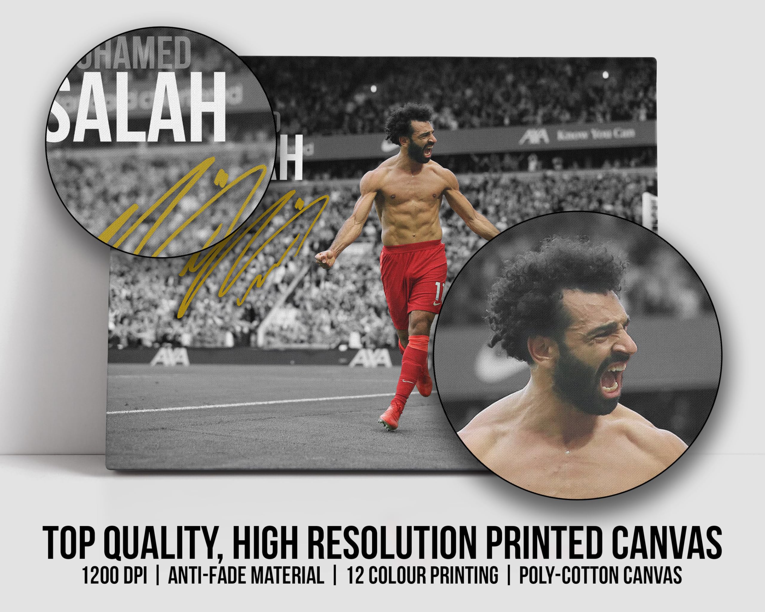 HWC Trading Mohamed Mo Salah Liverpool 16 x 12 inch Canvas Print Signed Autograph for Football Fans and Supporters - Canvas Only - Image 2