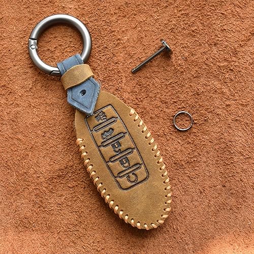 Miniatura 4 de ontto Funda de cuero para llavero de protección completa para Nissan Fit para Infiniti Smart Remote de 5 botones, azul (1 funda para llavero y 1