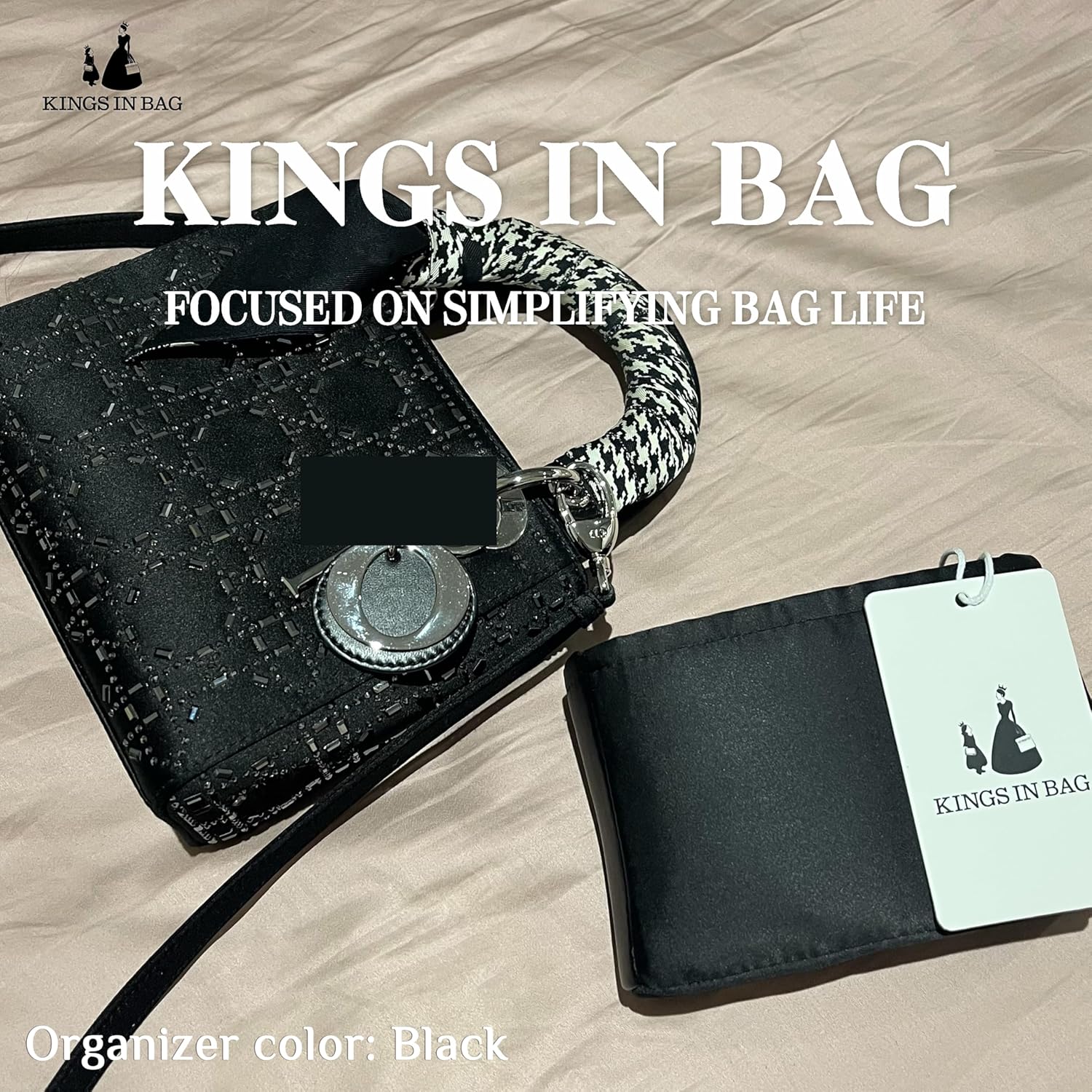 Purse Organizer Insert for Lady/Toujours Bags, Satin Luxury Bag Insert, Lightweight & Portable Purse Shaper with Pockets, Ideal for Travel, Shopping, and Daily Use(Custom)