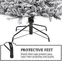 Vista 9 de Yaheetech Árbol de Navidad de Abeto Tipo Lápiz Preiluminado con Nieve Artificial de 6 pies con Bisagras, Árbol de Navidad Delgado para Esquina