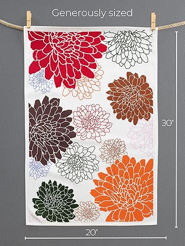 Miniatura 5 de Juego de 2 paños de cocina de algodón absorbente (20 x 30 pulgadas), duraderos y de gran tamaño, con elegante patrón floral, lazo para colgar para