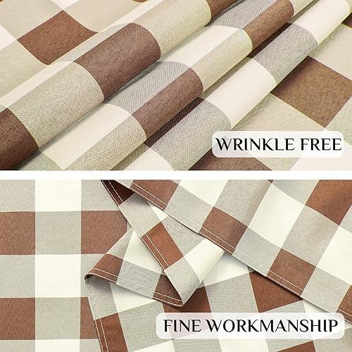 Miniatura 5 de Softalker Mantel rectangular a cuadros de otoño, mantel impermeable a cuadros, resistente a las manchas, lavable, de poliéster, para vacaciones,