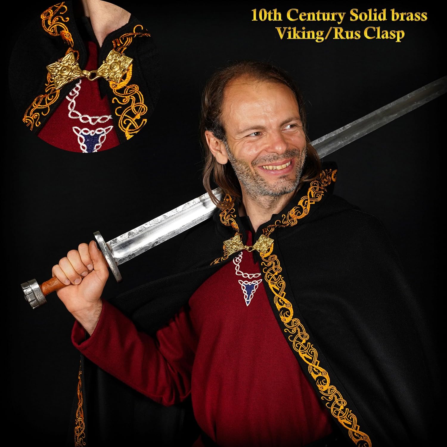 Mythrojan Medieval Hooded Cloak Cape | Cotton & Wool LARP, Renaissance Faire, Cosplay & Reenactment Costume