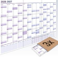 Pack of 3 XXL Wall Calendar 2026 2027 in Format 98 x 68 cm, Folded. The Calendar for Teachers, Students, Office, Home Office and Nursery | Kalender, Schulkalender, Schuljahresplaner & Wandplaner Schuljahr 26/27 für Lehrer, Schüler, Büro, Homeoffice. Gefal