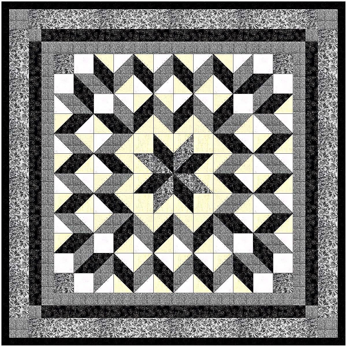 Easy Quilt Galaxy Star Black and White Neutrals/Precut/Ready to Sew