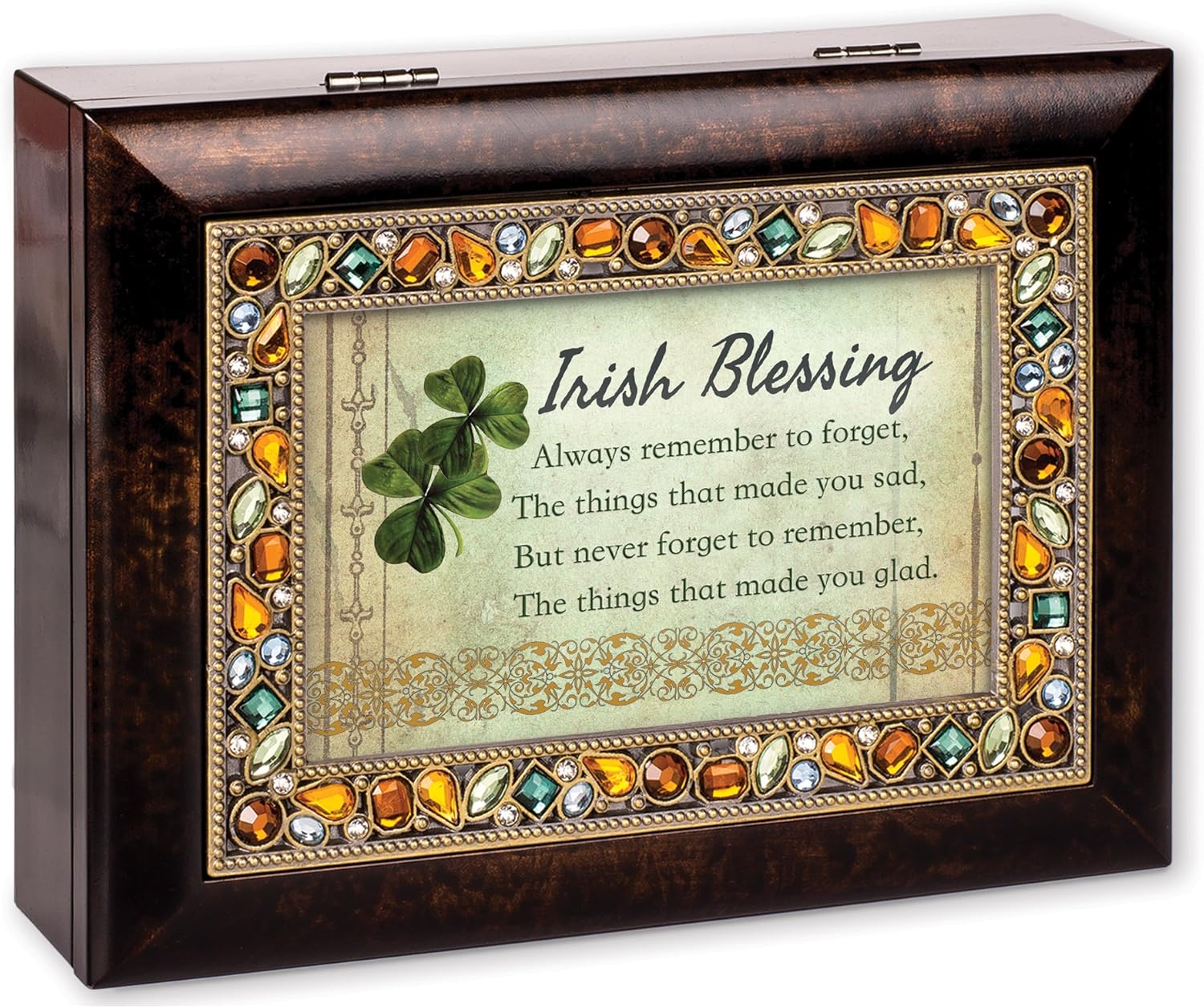 Cottage Garden Irish Blessing Always Remember Earth Tone Jewelry Music Box Plays When Irish Eyes are Smiling