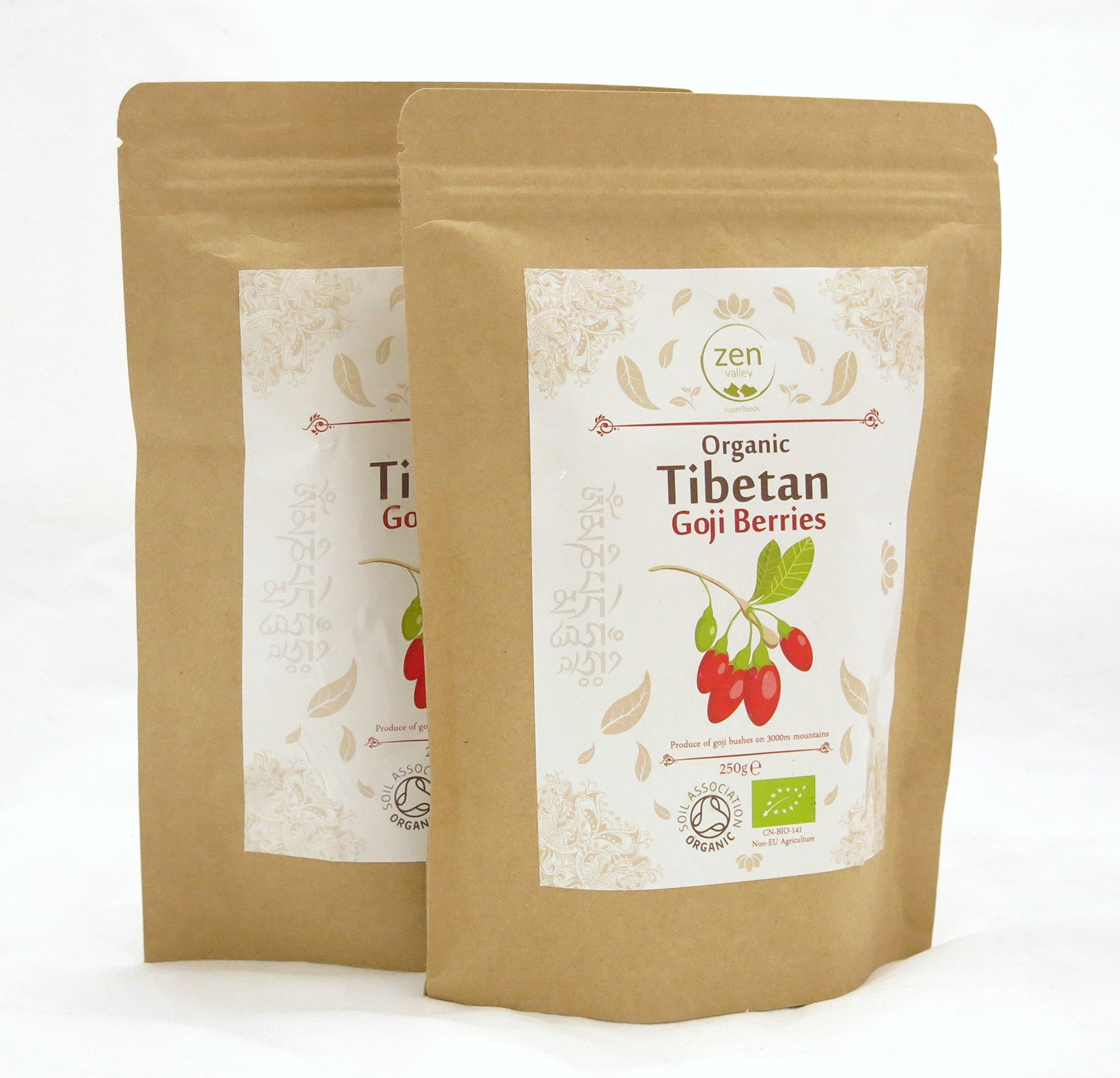 Zen Valley Organic Raw Goji Berries 500g (250g x 2), from Tibetan Plateau, certified by Soil Association