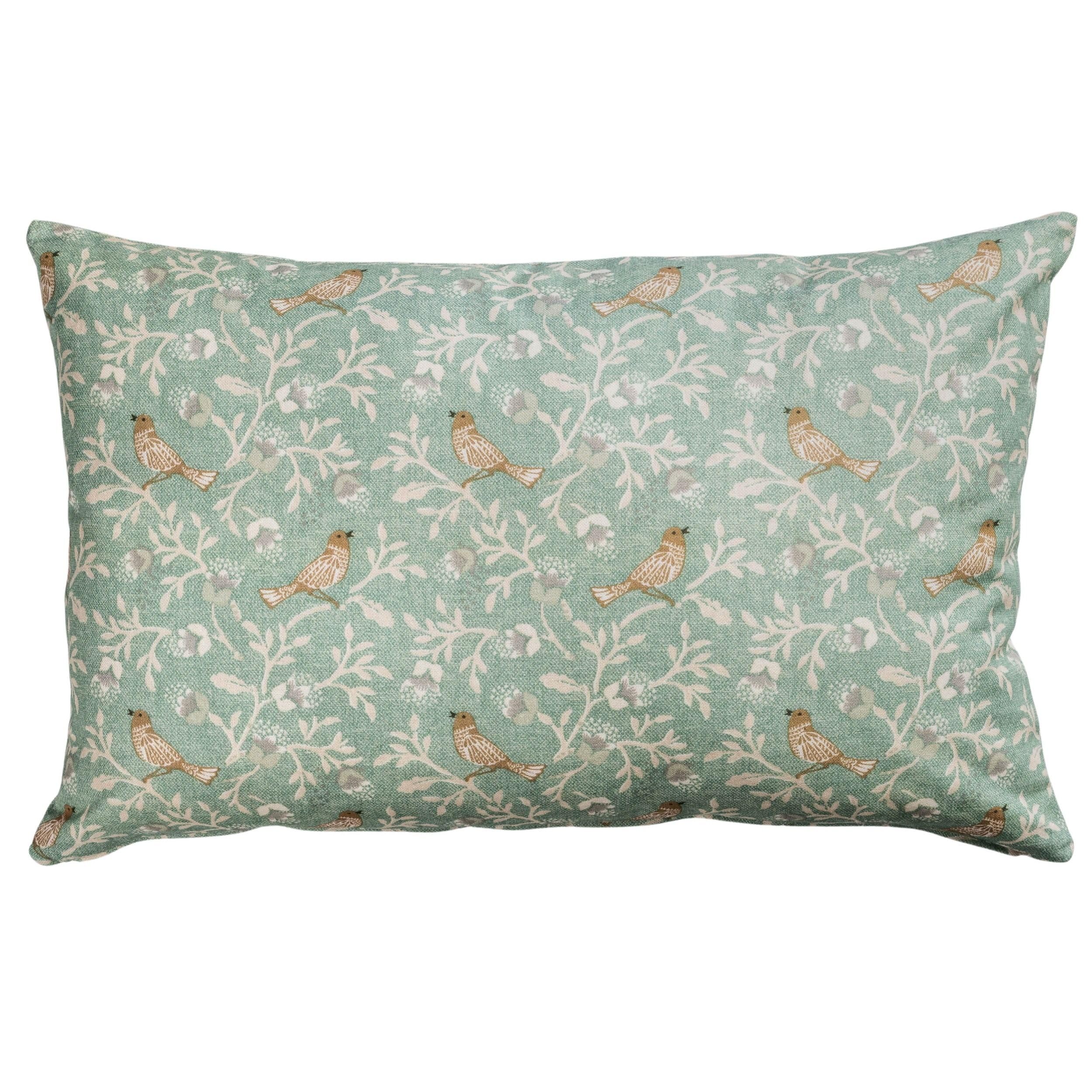 Dainty Songbird XL Rectangular Cushion Cover. Contemporary Vintage Style Design in Modern Duck Egg Blue. 23x15" XL Cover Only