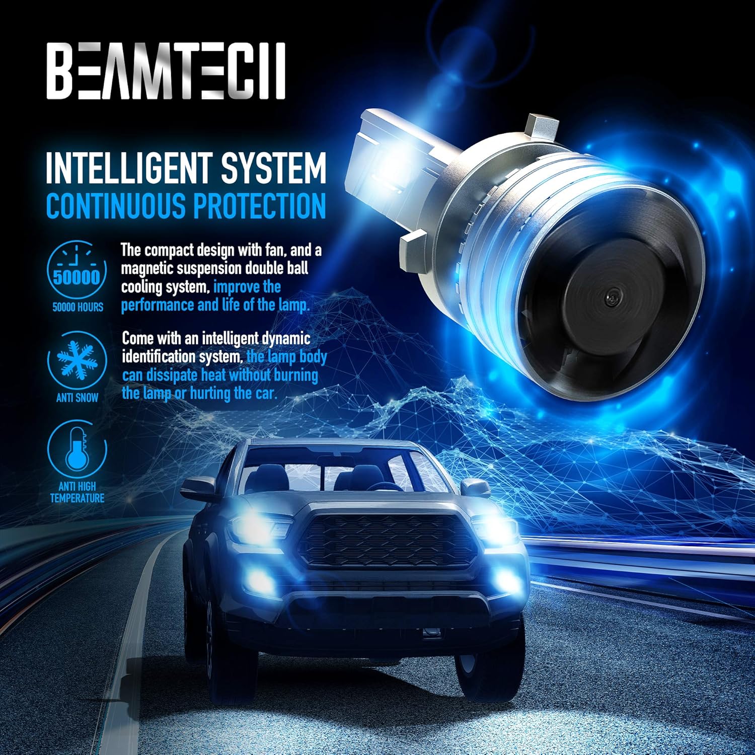 Limited Discount BEAMTECH 9005 LED Bulbs, 12000LM HB3 G-XP Chips 6500K 360 Degree Beam 90W Xenon White Conversion Kits With Fan High Brightness Halogen Replacement