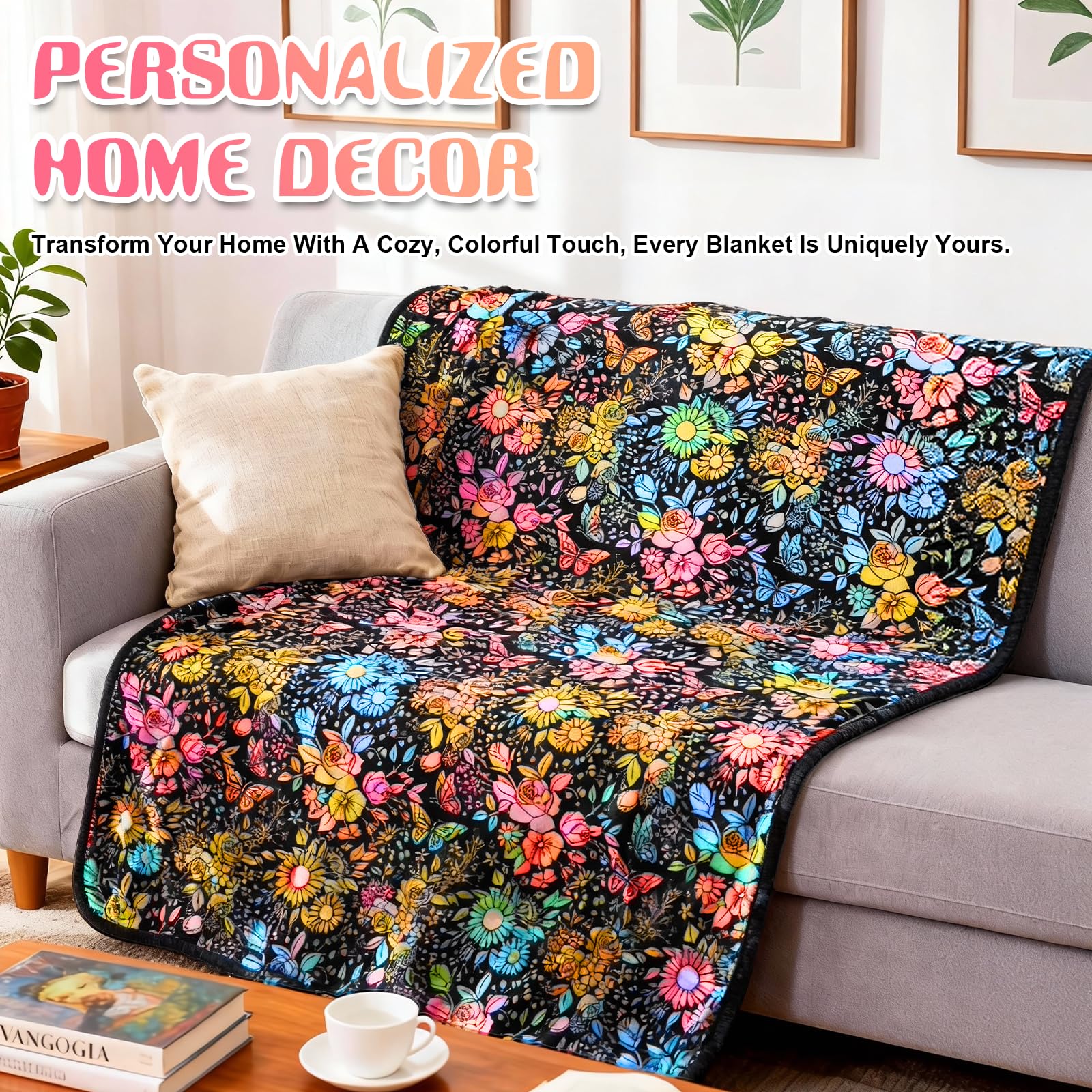 DIY Maldecke 50*60 Inch, Wiederverwendbare Painting Blanket Coloring Blanket mit 24 Farben Pinsel Persönliche Einzelstück zum Selbstgestalten für Erwachsene Kreative Personalisierte Geburtsta