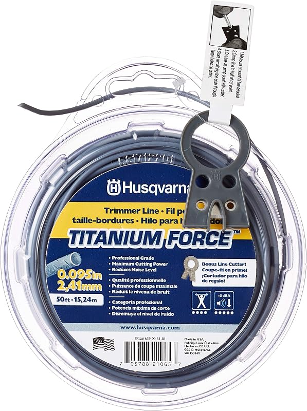 Husqvarna String Trimmer linea .095-Inch 50ft Spool Titanium Force Alta Eficiencia Larga Vida Más Rápida Aceleración
