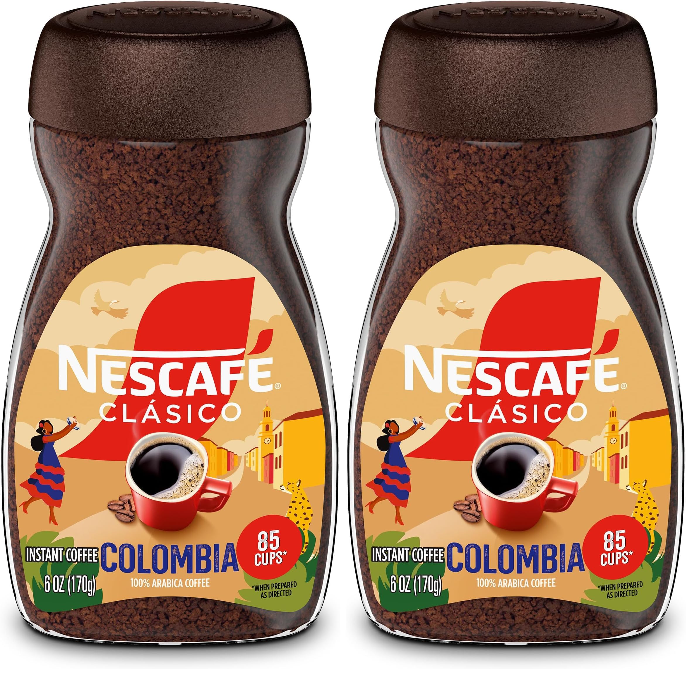 Nescafé Clásico Coffee, Medium Roast, Instant | Colombia | 6 oz Jar | Pack of 2