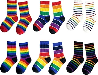 Little Girls' Boys' Rainbow Stripes Cotton Crew Socks