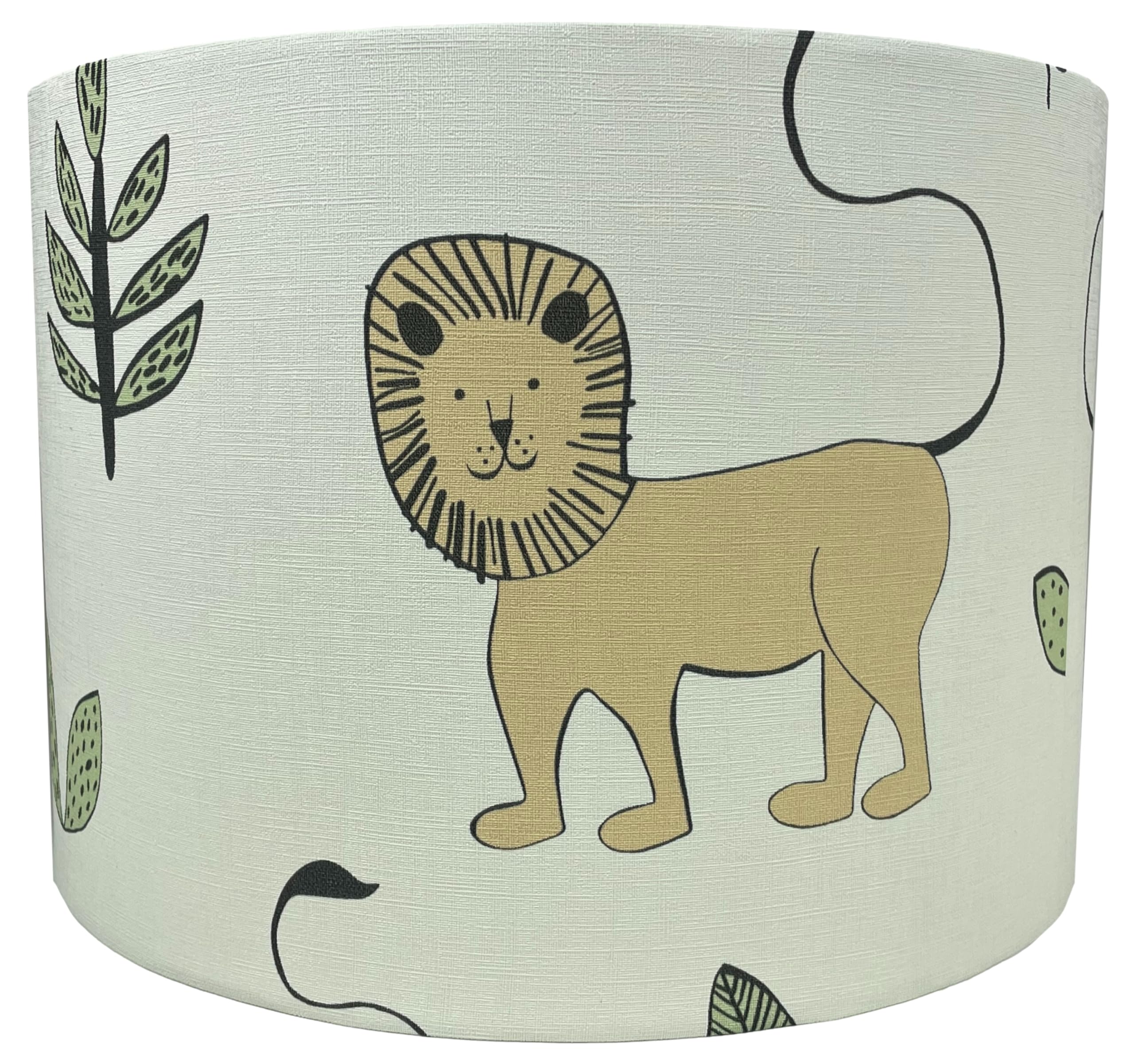Kids Safari Lampshade or Ceiling Light Shade - Jungle Lion & Leaf Design for Nursery Bedroom Animal Theme Decor Accessories