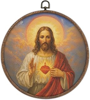 DTLGTG Sacred Heart of Jesus Canvas Wall Art, Religious Christian Art, Catholic Jesus Picture for Home, Biblical Wall Decor, 10x10 Inch