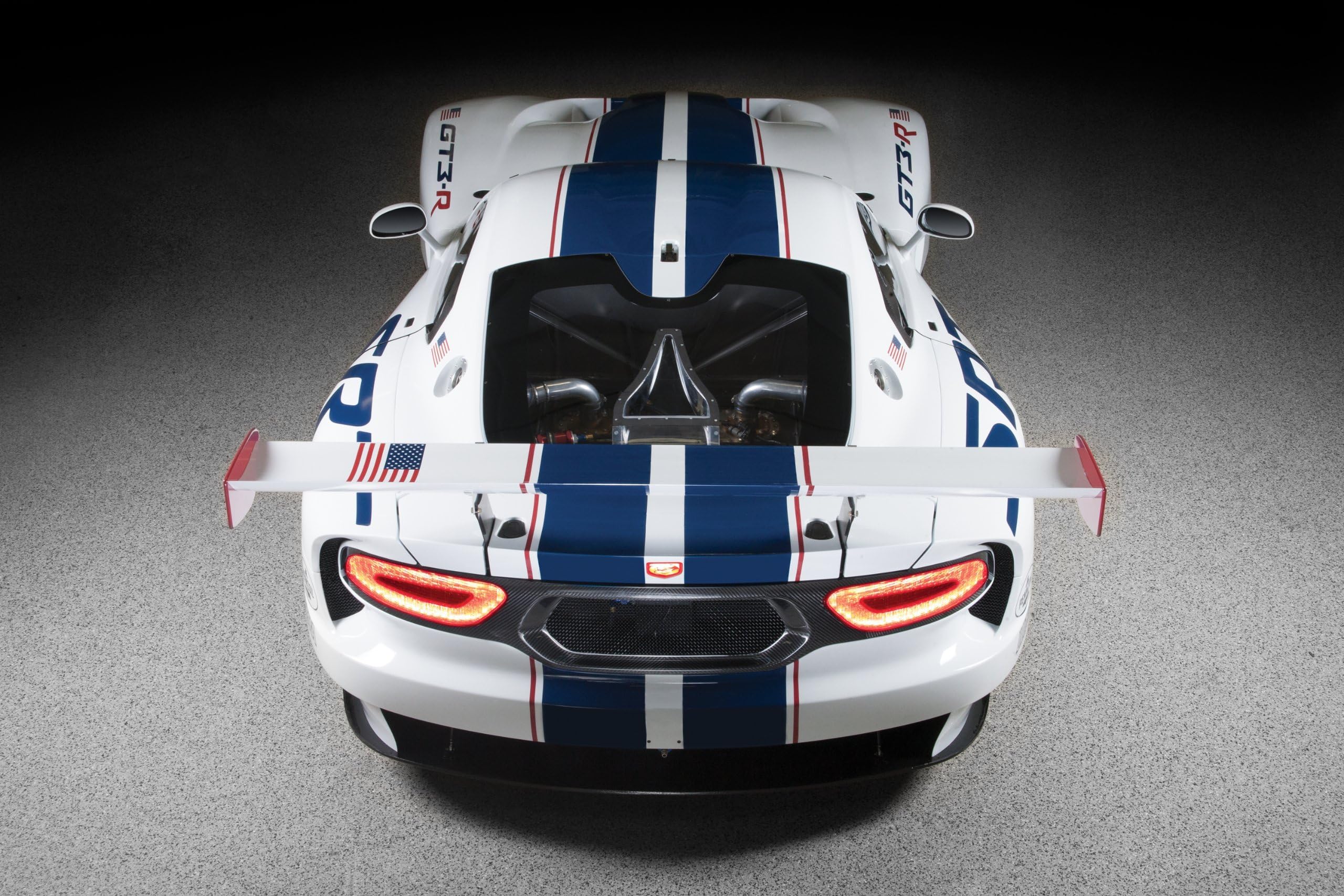 Dodge SRT Viper GT3-R (2013) Car Art Poster Print on 10 mil Archival Satin White Rear Side View 20"x15"