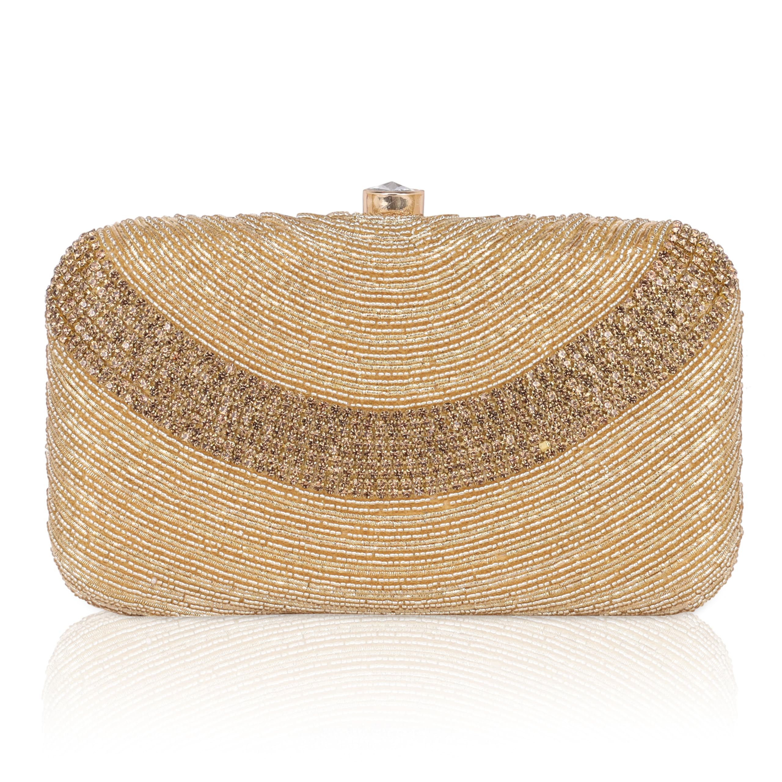 Aqsa PU Leather Embroidered Design Clutch Bags for Women Clutches for Women Purse with Twist lock