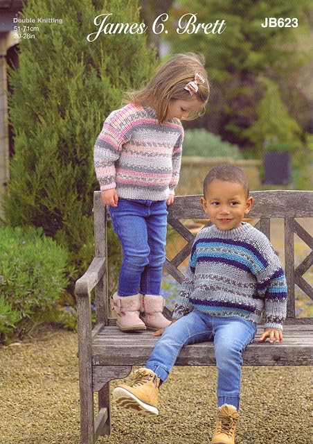 James C Brett JB623 Knitting Pattern Childrens Sweater in Fairground DK