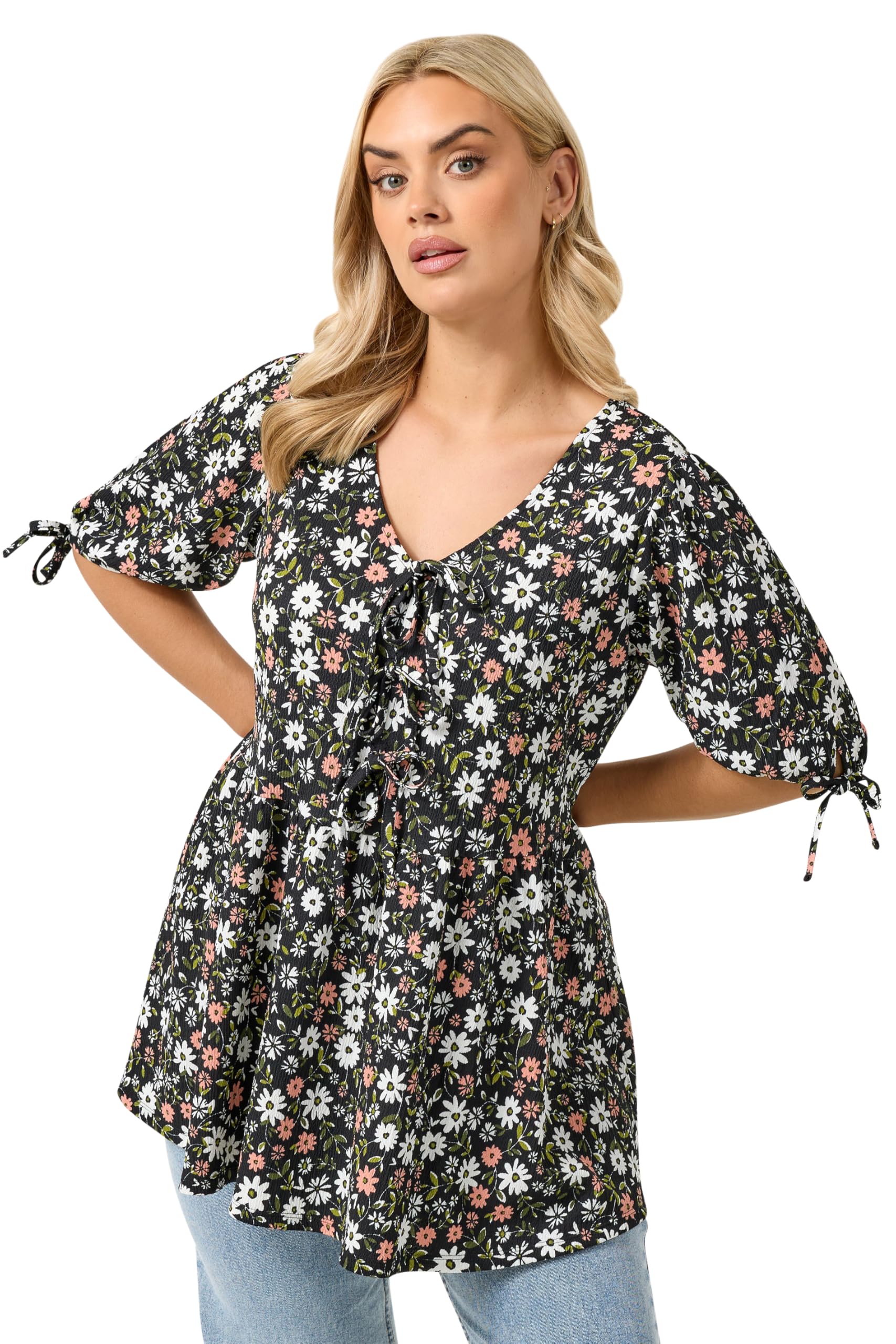Yours - Women's Peplum Top - Floral - Black - Size 22-24
