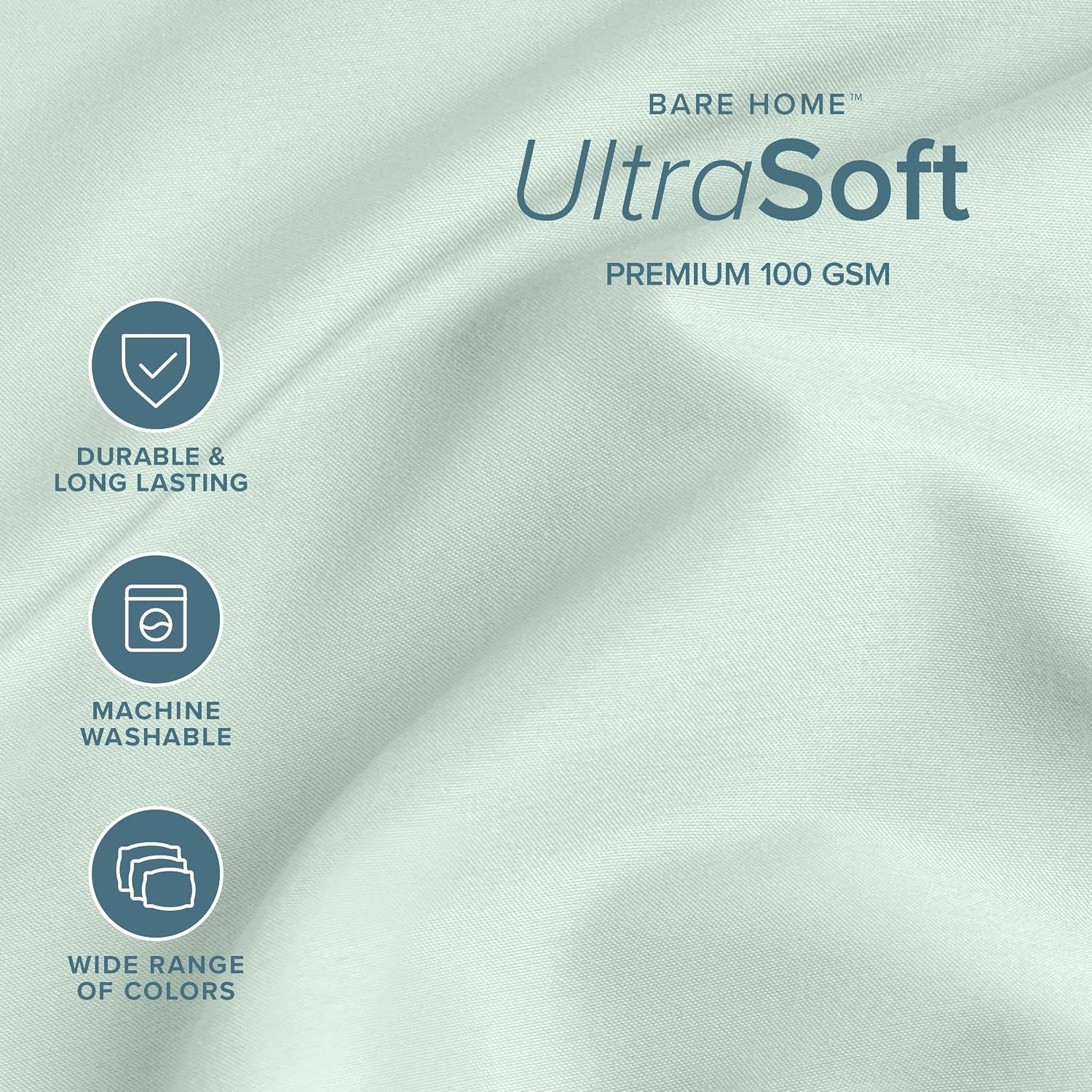 Bare Home Queen Sheet Set - 1800 Ultra-Soft Microfiber Queen Bed Sheets - Double Brushed - Deep Pockets - Easy Fit - 4 Piece Set - Bedding Sheets & Pillowcases (Queen, Spring Mint)